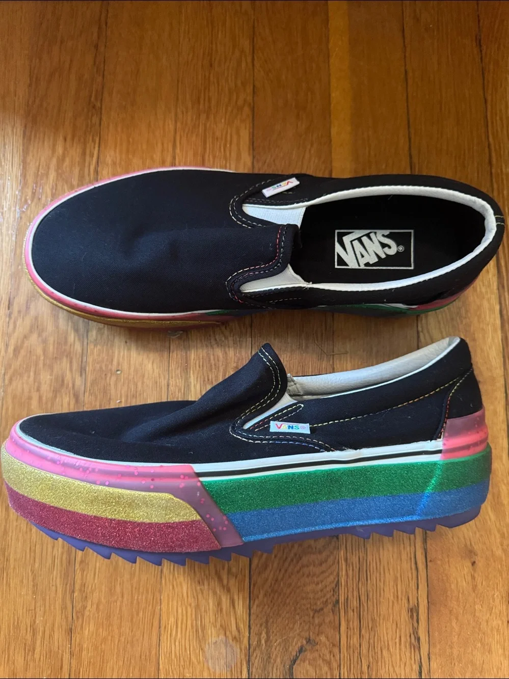 VANS Classic Slip-on Stacked Platform Rainbow Sneaker